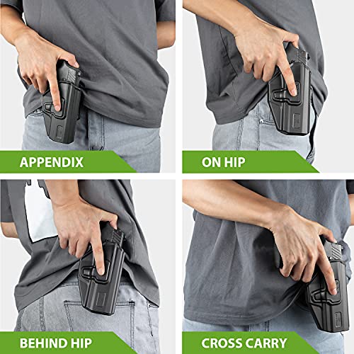 Ruger Lc9 Holster,Owb Belt Holster Fit Ruger Lc9/Lc9S, Ruger Lc380,Ruger Ec9/Ec9S,Polymer Open Carry Holster For Outside Waistband,Index Finger Release System/Adjustable-Cant Black #TOP5