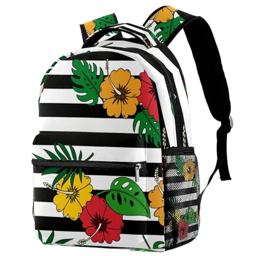 Sac à dos pour ordinateur portable 40cm à motif floral tropical pour homme et femme