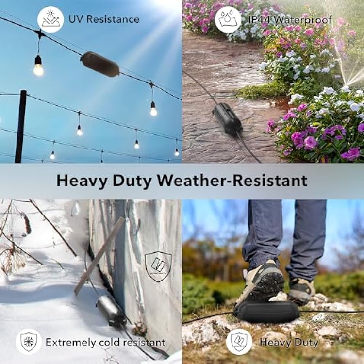 [3 Pack] Outdoor Extension Cord Cover Waterproof, BN-LINK Outdoor Plug Protector, Electrical Connection Box for Holiday String Lights & Tools, Black