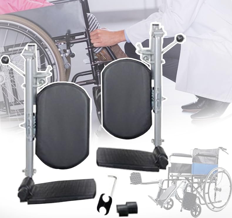 Reposapiés elevadores para sillas de ruedas, universal con reposapiés compuestos, ángulo ajustable de 90°-180°, acolchado para mayor comodidad, fácil de limpiar, soporta hasta 100 kg