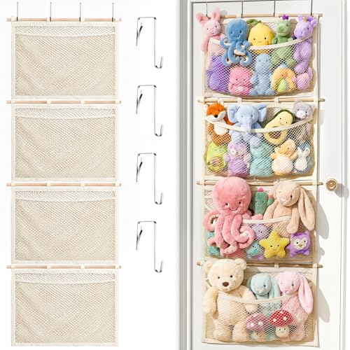 Over Door Large-Capacity Stuffed Animal Storage with Metal Hook &