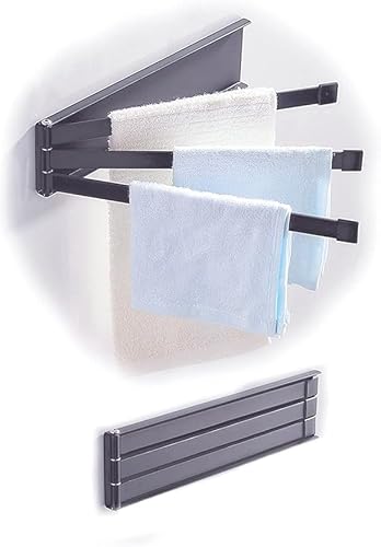 Verchromter Handtuchhalter, Edelstahl, Wandmontage, Handtuchhalter mit 3 Schwenkstangen, Für Badezimmer, Gäste-WC, Platzsparend & Verstellbar