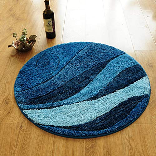 Tapis rond bleu élégant de 80 cm pour chambre et table basse - 2