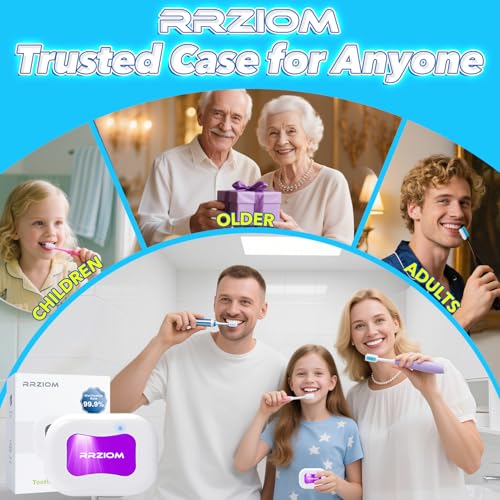 RRZIOM UV Zahnbürste Sterilisator, Tragbare Zahnbürsten Sterilisator, Wiederaufladbare Zahnbürstenhalter für Reisen Hause, Zahnbürsten Desinfektionsmittel, Toothbrush Holder für Alle Bürsten (Weiß)