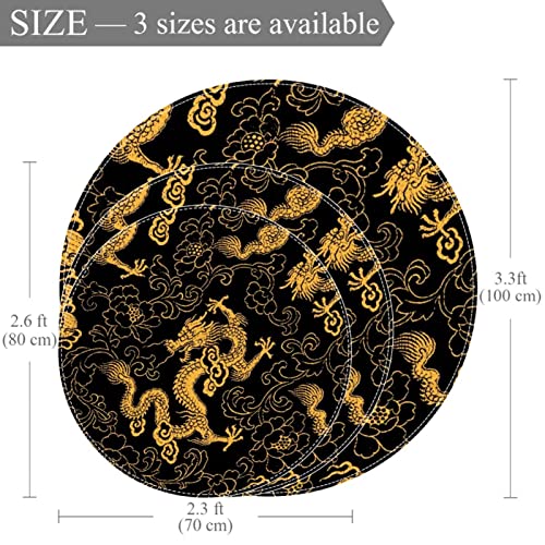 Tapis rond dragons d'or 100cm JDEZ tapis de chambre et salon