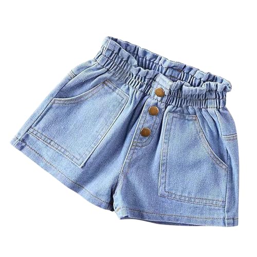 Jean Shorts Girls High Waisted Button Up Cute Baggy Comfort Summer Fashion Short with Pockets 2026 Blue