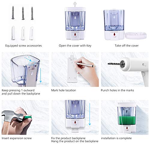 Plussen Automatic Soap Dispenser Wall Mount, Hand Sanitizer Dispenser 600Ml Gel/Liquid Touchless Hand Soap Dispenser For Home Hospital School Office,White #TOP7