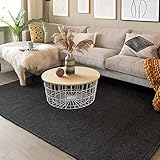 FRAAI Wollteppich - Wise Anthrazit 614 - 140x200cm - Wolle - Flachgewebe - Uni - Ländlich, Skandinavisch - Wohnzimmer, Esszimmer, Schlafzimmer - Carpet