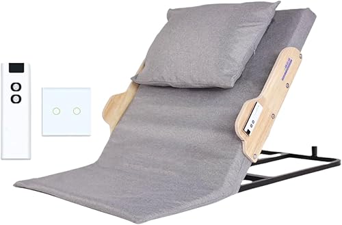 Respaldo de cama eléctrico elevador de almohada médica portátil con control remoto y reposabrazos de madera, soporte de respaldo ajustable para