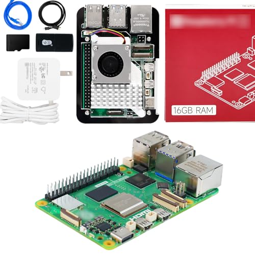 Image of Yahboom Pi 5 16GB Board Starter Kit with 27W 5.1V /5A Power Adapter Including Pi 5 Board, Pi 5 Case and Active Cooler (Pi5 16GB, Official Cooler Kit)