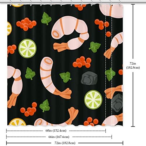 Rideau de douche imperméable à motif crevettes coloré - 7