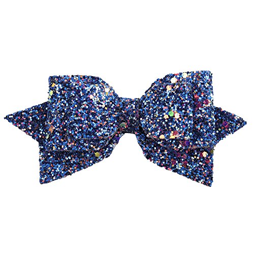 5 Inch Glitter Hair Bows Boutique Hair Clips 6 Pcs Multi Color Glitter Sequins Big Hair Bows For Baby Girls Teens Toddlers #TOP4