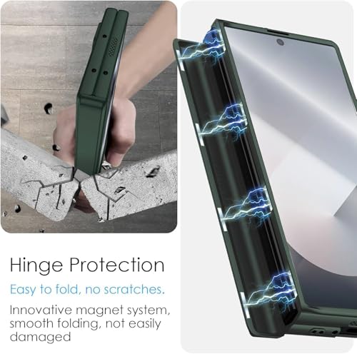 Image of Kapa Magnetic Hinge with Inbuilt Stand Case for Samsung Galaxy Z Fold 6 | Shockproof Stand Hybrid Bumper Back Cover (Green)