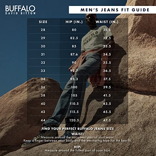 Buffalo David Bitton Men's Slim Ash Jeans, Authentic And Sanded Indigo, 34W X 30L #TOP4
