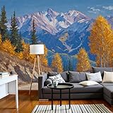 Papel Pintado Mural Montañas Bosque Pinos Paisaje Pintura Al Óleo Foto Murales, Restaurante Decoració Papel Tapiz 3D, Decoración Dormitorio Fotomural Sala Sofá Pared Mural-300Anx210Al cm