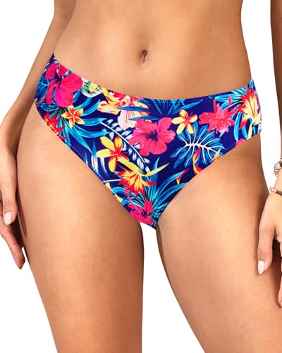 Image of Daci Women's Mid-Rise Full-Coverage Bikini Bottom | Mid-rise bikini bottom with full rear coverage in 82% nylon and 18% spandex for comfortable swimming and beachwear