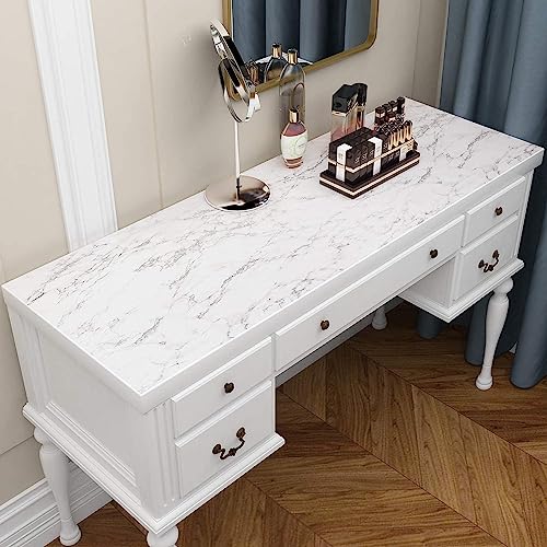 Image of WISDOM Marble Wall Sticker Wallpaper Decorative Home /Furnituer /Cabinets Marble Vinyl Wallpaper (24x96 Inch /2pcs, White Grey Matte)