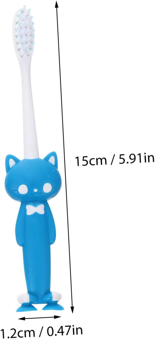 COLLBATH 4 Sets Cartoon Toothbrush with Suction Cup Soft Bristles for Gentle Deep Cleaning Comfortable Sized Tooth Brush for Oral Care and Enamel Protection Mixed Styles