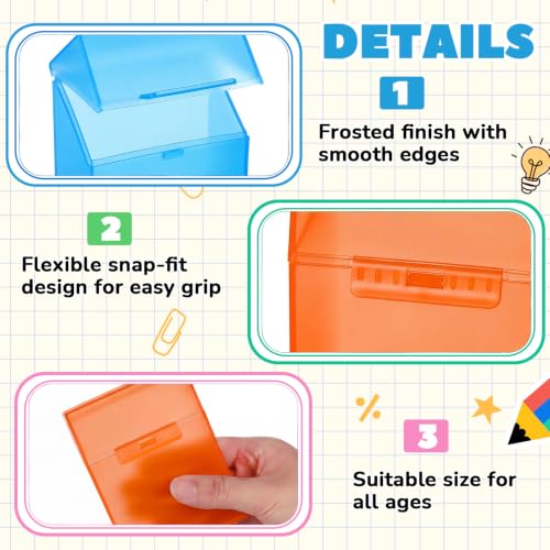 Image of Clabby 2 Pcs Clear Plastic Crayon Boxes Hold 24 Count, Blue,Orange