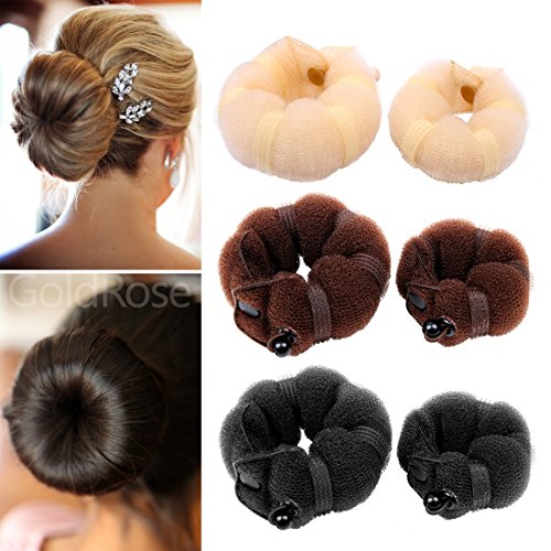 Goldrose Beauty Hair Styling Accessory - 2 Pieces Doughnut Hair Bun Maker and Curler in Small & Large (Black) - Thumbnail 7