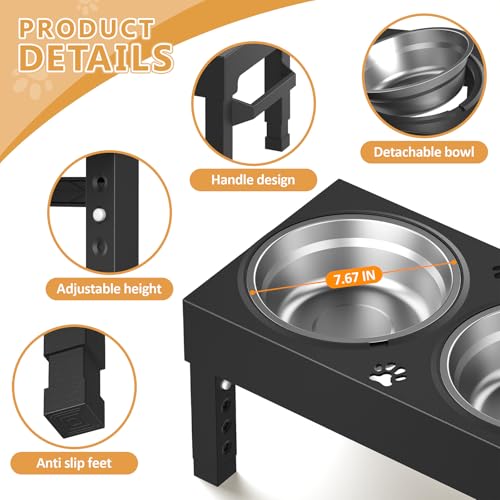 Elevated Dog Bowls Stand Large Breed, Height Adjustable Raised Dog Bowls Holder with 2 Stainless Steel Food Bowls for Small, Medium and Large Canine - Image 6