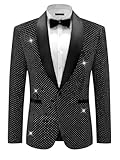 Lars Amadeus Black Sparkly Blazer for Men's Glitter Diamond Tuxedo Jacket Wedding Rhinestone Shiny Sports Coat X-Large
