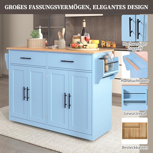 Armarios de cocina con ruedas y mesitas plegables de 120x46 cm 5