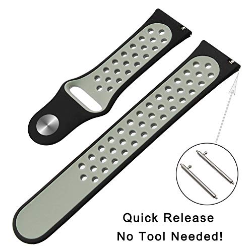 Image of ACUTAS 22MM Classic Silicone Replacment Strap Band for Fossil Gen 5 | Fossil Gen 5E | Fossil Gen 6 44mm Smartwatch (Black /Grey)