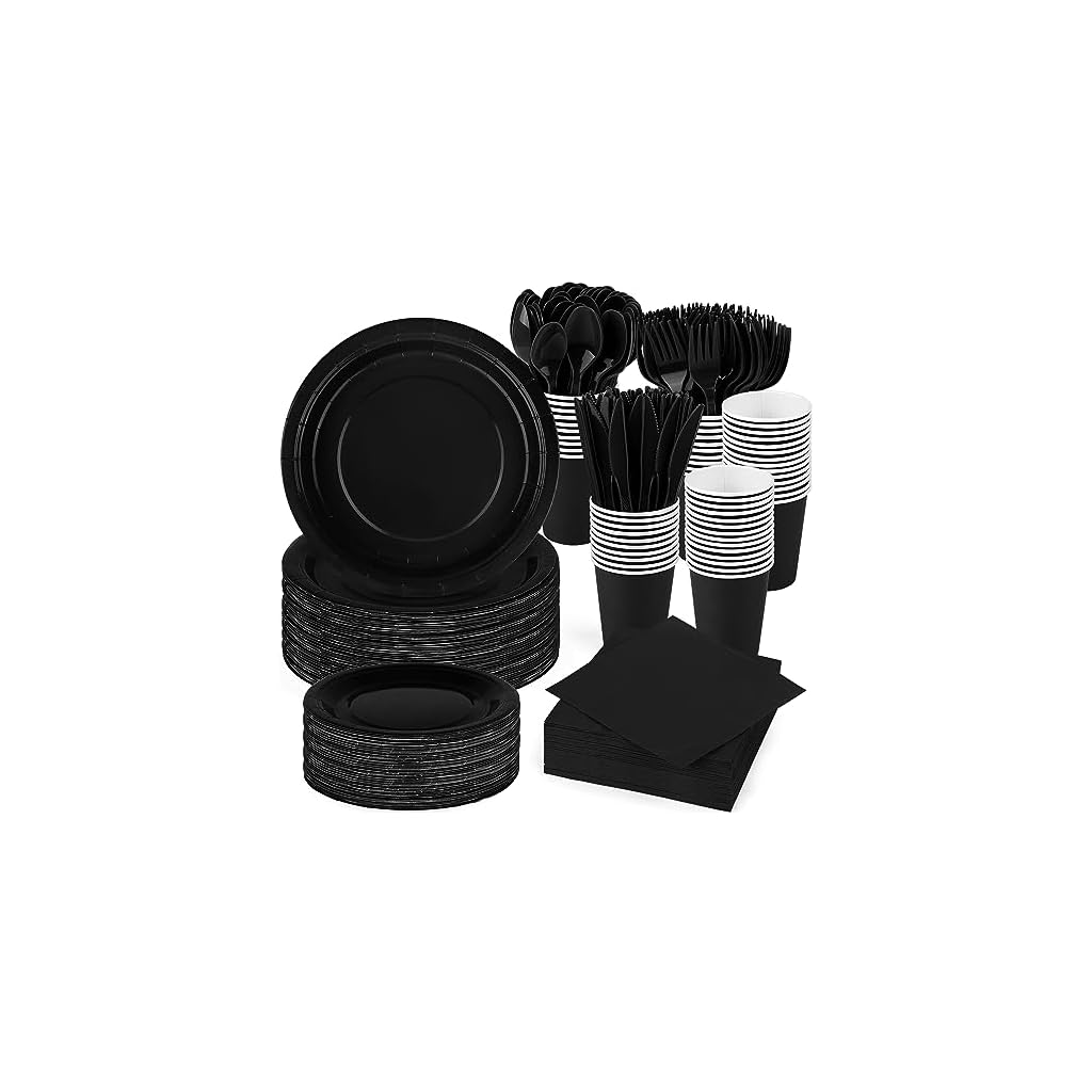 durony 350 Pieces Hot Pink Paper Dinnerware Set 7 Inch 9 Inch