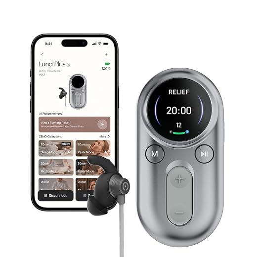 Luna Plus AI Wearable Device, Sleep & Daily Wellness Support Device, 6 Modes, with AI Coach, 20 Minutes Daily Reset, Gray