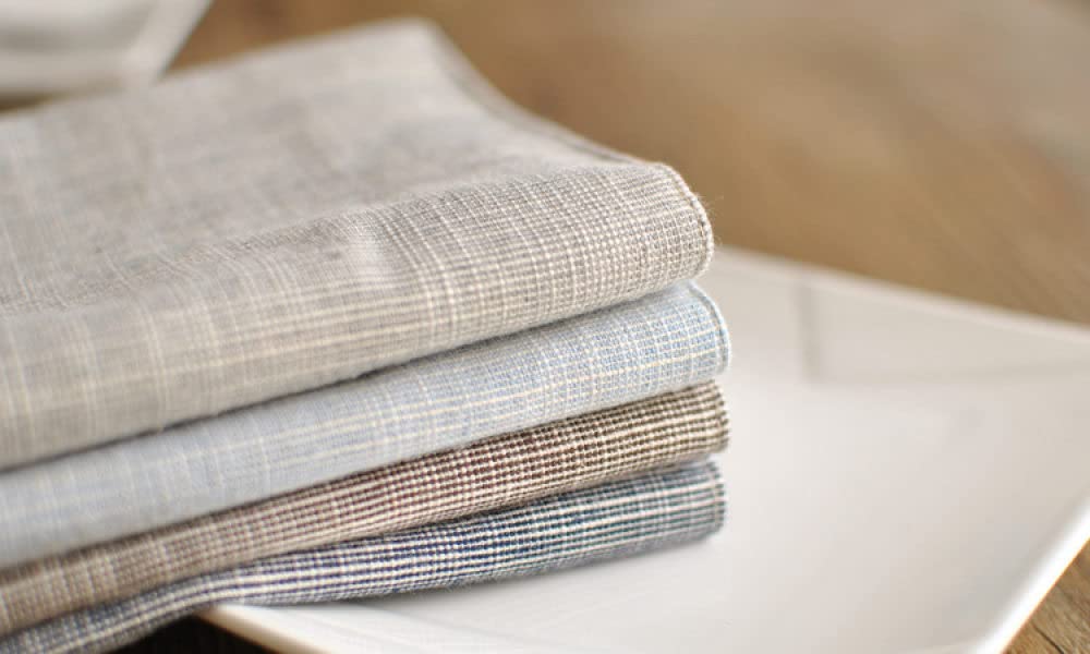 Manteles Individuales,Manteles Individuales Para Mesa De Comedor, Azul Claro Manteles Individuales De Lino De Algodón Mantel Individual Japonés Simple A Rayas Manteles Individuales Resistentes Al