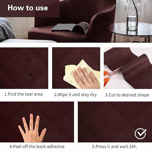 Koixurey Leather Repair Patch, Self Adhesive Faux Leather Repair Tape Kit for Sofa, Furniture, Handbags, Car Seats, Cabinets, Office Chair, Couch (1) (1) 1