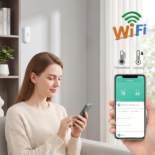 WiFi Smart Thermometer Hygrometer Sensor, Wireless Indoor Temperature Humidity Monitor with Remote View, TUYA App Notifications & High Accuracy, No Hub Required, Works with Alexa - Image 3