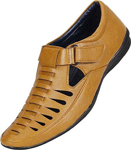 Men Tan Brown Black Colour Outdoor Formal Casual Ethnic Loafer Moccasin Sandal Shoe
