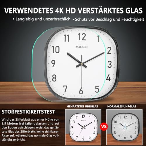 Image of Small Wall Clock, 8 Inch Silent Non Ticking Battery Operated Clock, Square Analog Decorative Wall Clocks for Bedroom Living Room Office Home Gym Porch Decor Indoor Outdoor Clocks, Black