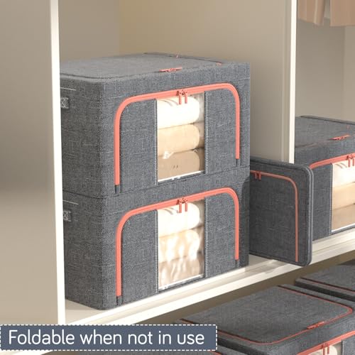 Image of HOKIPO 24L Cloth Organizer for Storage, Small Storage Box for Clothes, Ash Grey Pack of 1 (AR-6672-AGRY)
