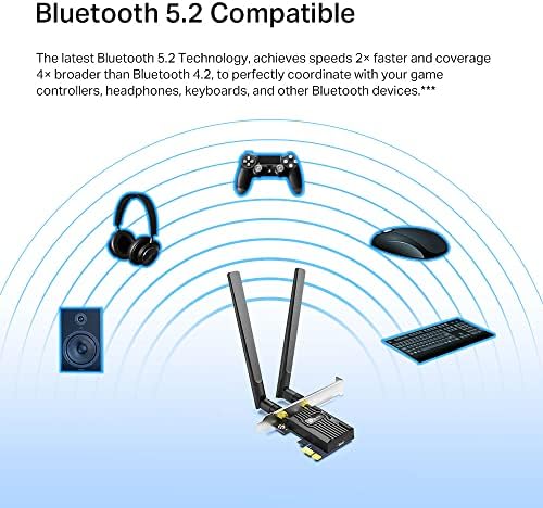 TP-Link AX3000 Dual-Band Wi-Fi 6 Bluetooth 5.2 PCIe Adapter with Two Antennas, specialized heatsink, 1024-QAM, Ultra-Low Latency, Intel® Wi-Fi 6 Chipset, Supports Windows 10/11(64bit) (Archer TX55E)