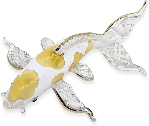 Miniatura 19 de WitnyStore Figura artística de cristal soplado de pez carpa Koi negra transparente de 5½ pulgadas, estatua premium soplada a mano, decoración