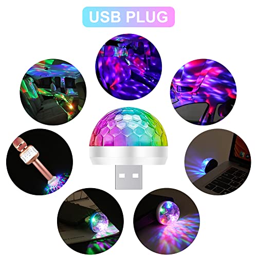 URAQT USB Mini Disco Ball Licht,3 Stück DJ Ball USB Party Blitzlicht mit 3 Adapter 4W Mini Discokugel Licht Wiederaufladbares Sound Aktivierte Discokugel für Alle Partys und Autoinnendekoration