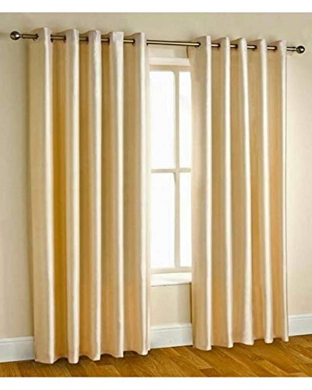 Ami Creation Polyester Long Crush Plain Door Curtains 9 Feet Long for Living Room Bedroom, Cream, Set of 1