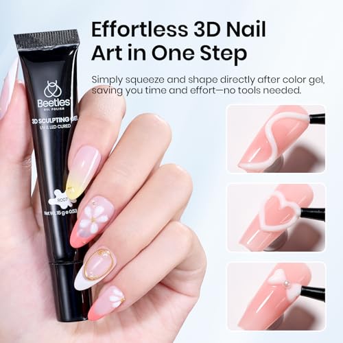 Image of Beetles White Sculpting Gel for 3D Nail Art - No Wipe 3D Rhinestone