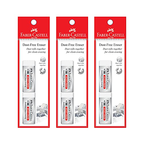 Gomme Faber-Castell lot de 3 blanches sans poussière pour le dessin