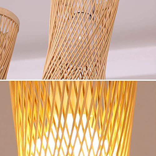 Suspension bambou E27 spirale design chinois pour chambre