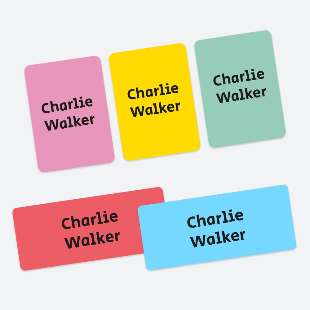 43 x Mixed Pack Personalised Stick On Waterproof Name Labels - Girl's Bright Mix