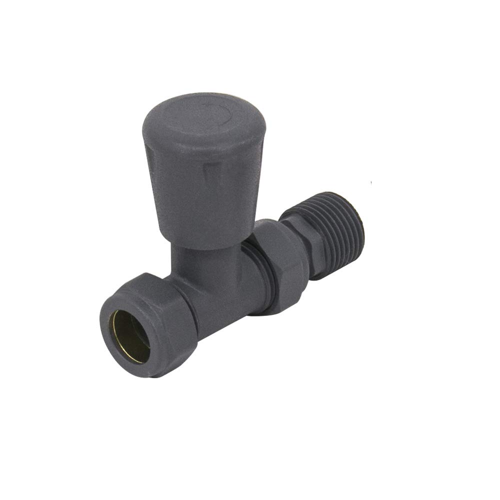 Nrg Anthracite Modern Straight Manual Radiator Valve Central Heating Tap