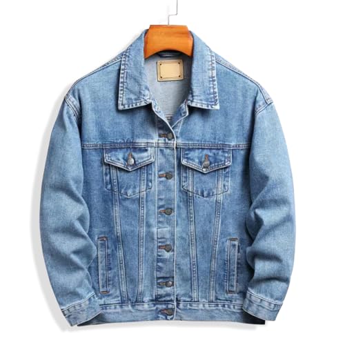 Image of voeeron Denim Jacket Men Durable Comfortable and High Performance Jean Jacket Men