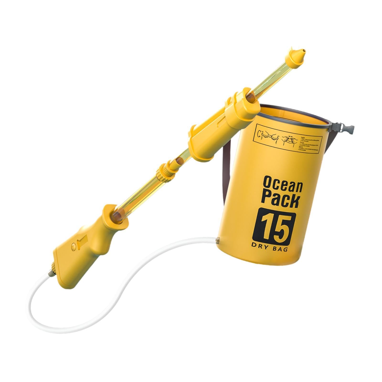 Wasserpistole Rucksack Wasserwerfer Spielzeug Wasserblaster Spritzpumpe Wasserspritze Kompakt Leicht Tragbar mit Nachfüllbeutel Und Zugtechnik für Kin, Gelb