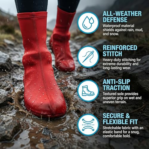 Cubrecalzados impermeables reutilizables para adultos, antideslizantes y sin fricción, tipo botas altas para nieve, lluvia y actividades al aire libre como ciclismo, senderismo y pesca miniatura 4