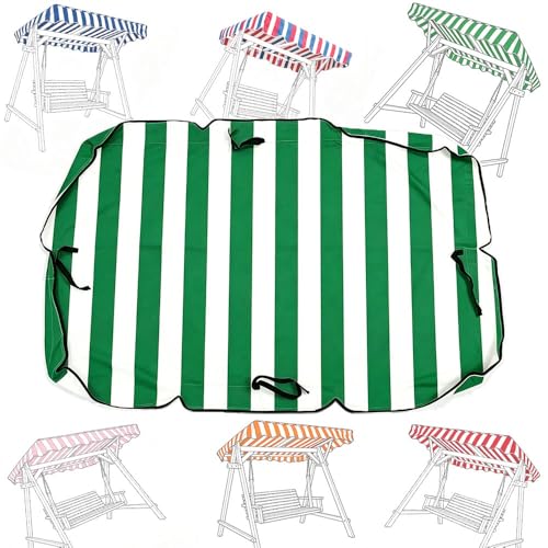 TAJMDGW Cubierta De Repuesto Para Columpio Jardín Toldo De Balancín Patio Tela Oxford 210D Impermeable Techo De Repuesto Para Balancín De Hollywood(Green stripe,195x115cm (76x45in))