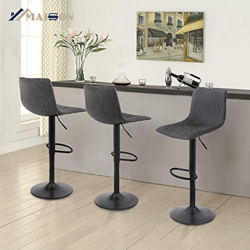 MAISON ARTS Swivel Bar Stools Set of 2 for Kitchen Counter Adjustable Counter Height Bar Chairs with Back Tall Barstools PU Leather Kitchen Island Stools, Brown